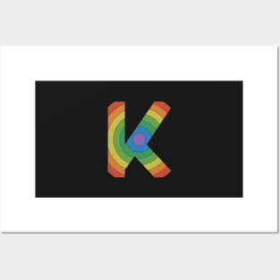 Retro Rainbow 'K' Sticker Posters and Art